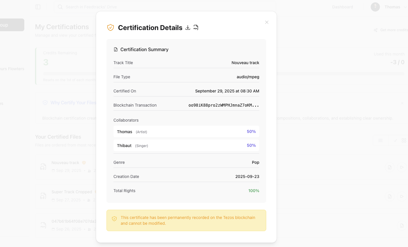 Certificate download interface