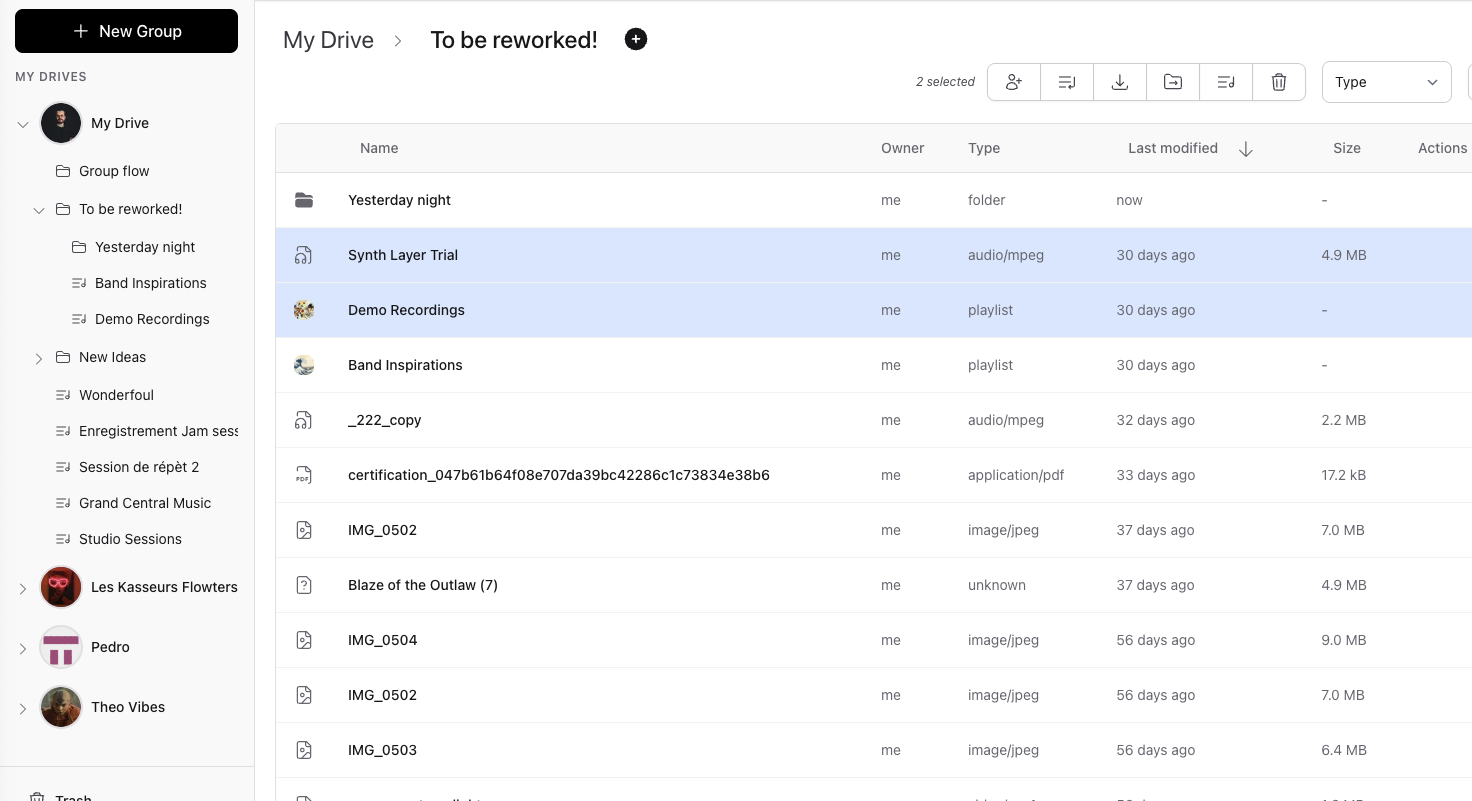 Feedtracks screenshot showing drive management interface
