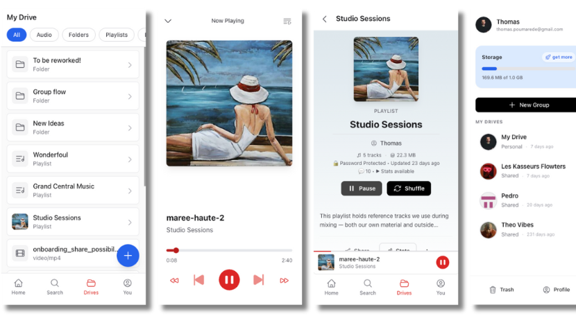 Feedtracks screenshot showing mobile interface