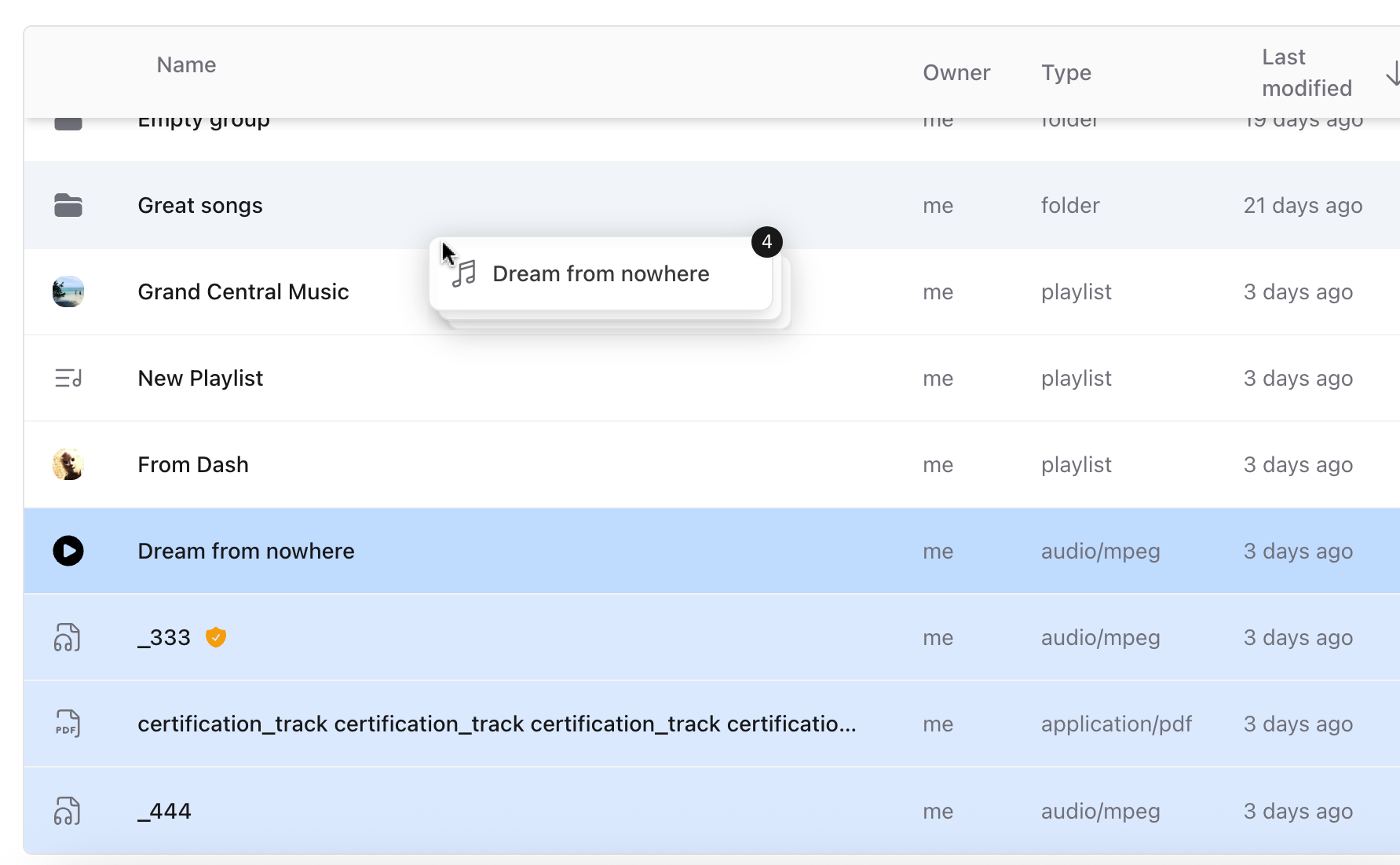 Drag and drop to move track