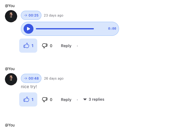 Mix of text and audio comments on the same track