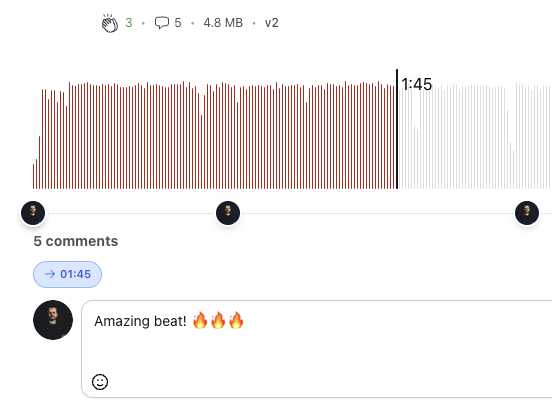 Timestamped comments pinned to waveform with precise positioning