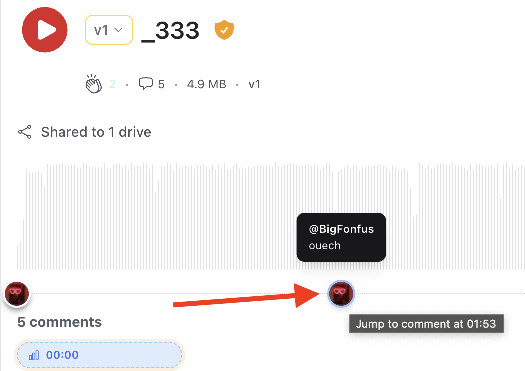 Comment marker on waveform