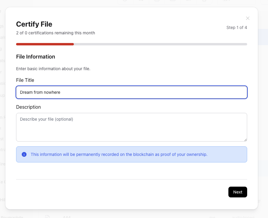 Create certification form