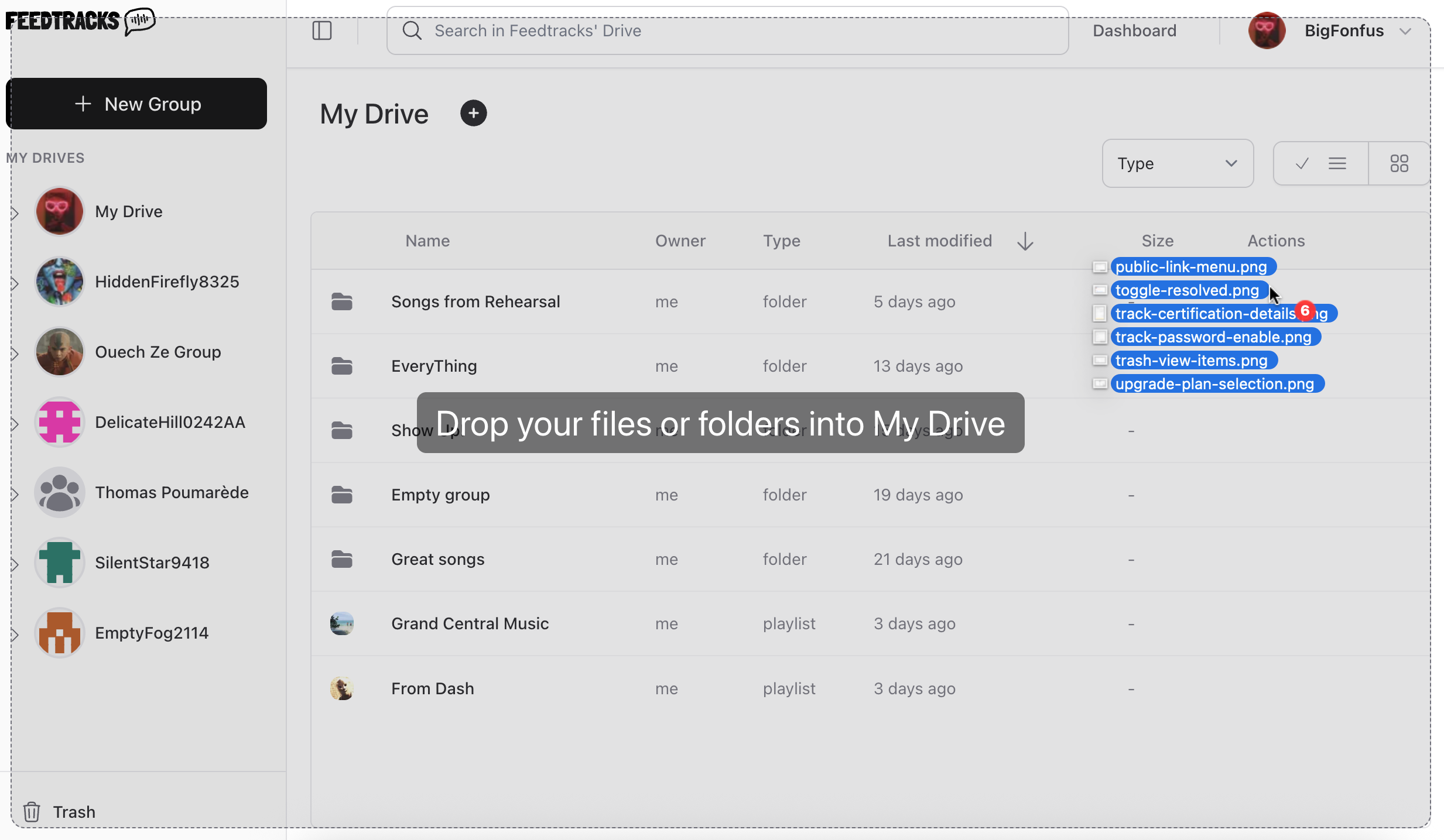 Drag and drop upload zone