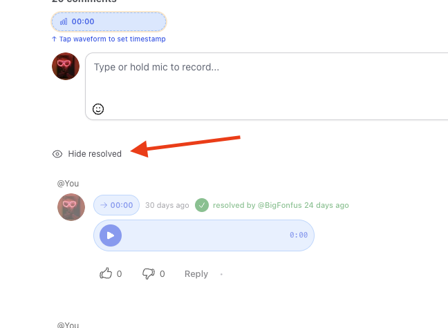 Toggle resolved comments